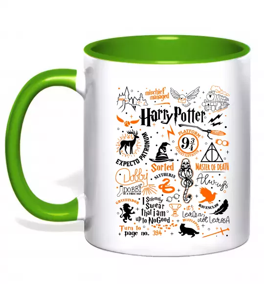 Чашка с цветной ручкой Harry Potter символи Зеленый фото