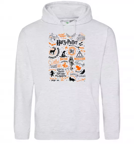 Мужская толстовка (худи) Harry Potter символи Серый меланж фото