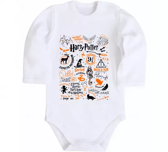 Дитячий бодік Harry Potter символи Білий фото