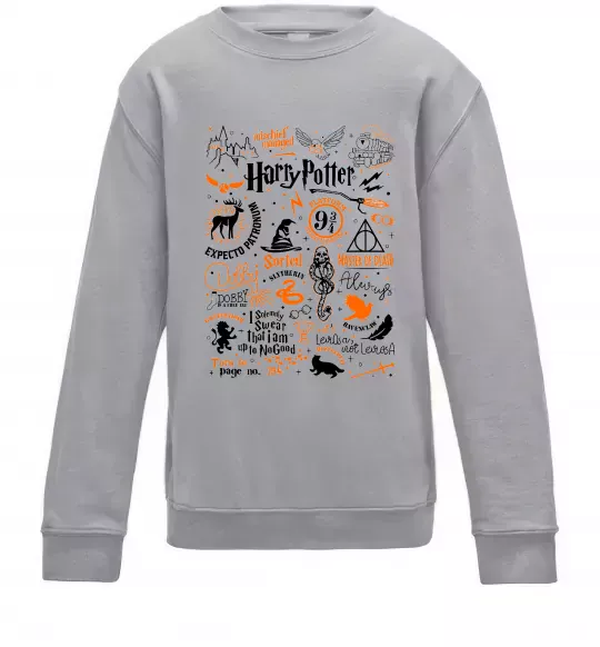 Детский Свитшот Harry Potter символи Серый меланж фото
