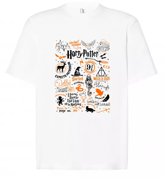 Футболка Оверсайз Harry Potter символи Белый фото