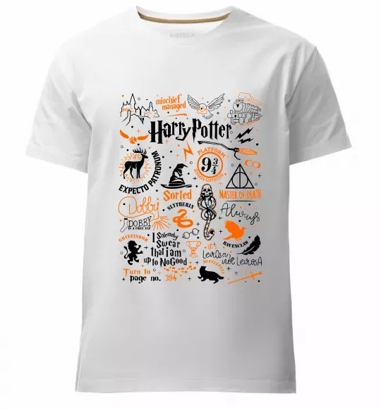 Мужская премиум футболка Harry Potter символи Белый фото