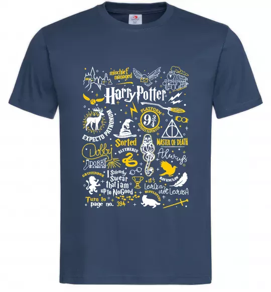Мужская футболка Harry Potter символи Темно-синий фото