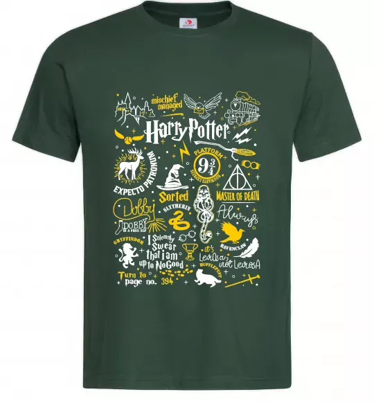 Мужская футболка Harry Potter символи Темно-зеленый фото