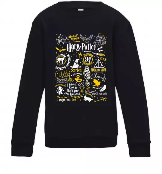 Детский Свитшот Harry Potter символи Черный фото