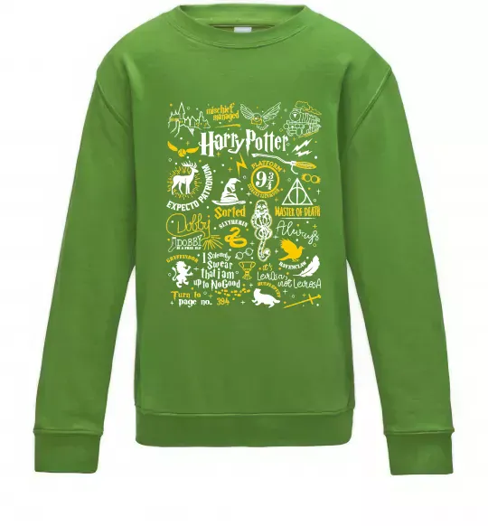 Детский Свитшот Harry Potter символи Лаймовый фото