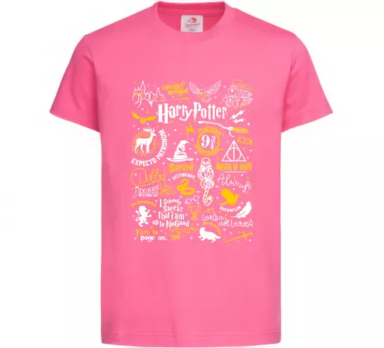 Детская футболка Harry Potter символи Ярко-розовый фото