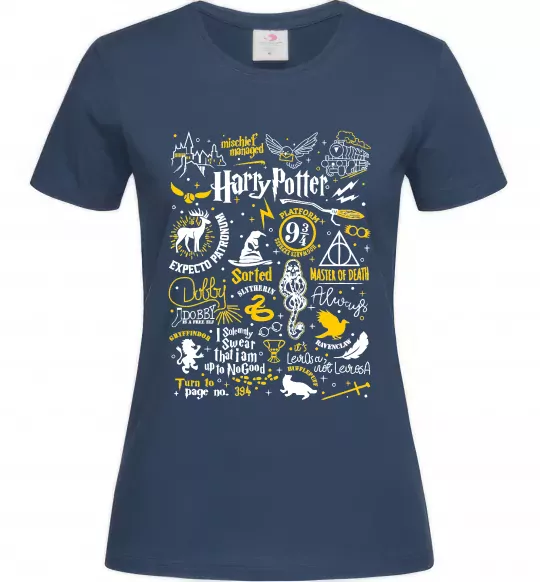 Жіноча футболка Harry Potter символи Темно-синій фото