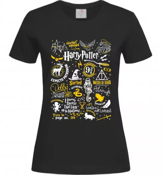 Жіноча футболка Harry Potter символи Чорний фото