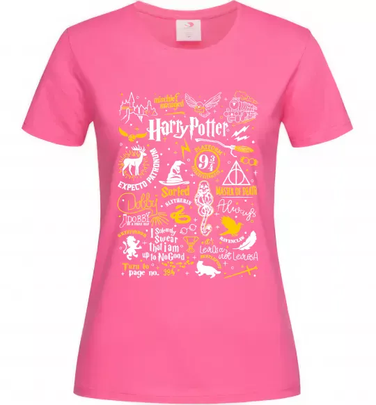 Жіноча футболка Harry Potter символи Яскраво-рожевий фото