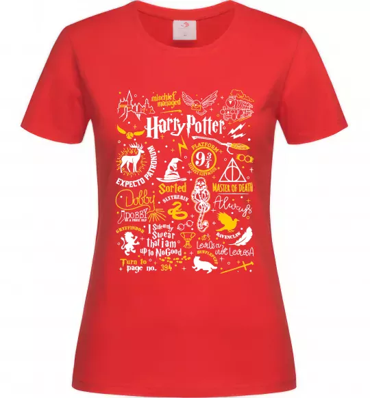 Жіноча футболка Harry Potter символи Червоний фото