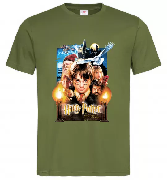 Чоловіча футболка Harry Potter and the sorcerer`s stone Оливковий фото