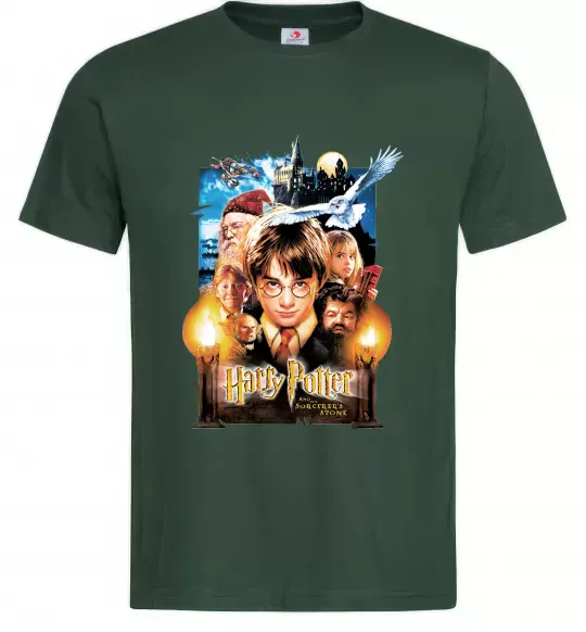 Чоловіча футболка Harry Potter and the sorcerer`s stone Темно-зелений фото