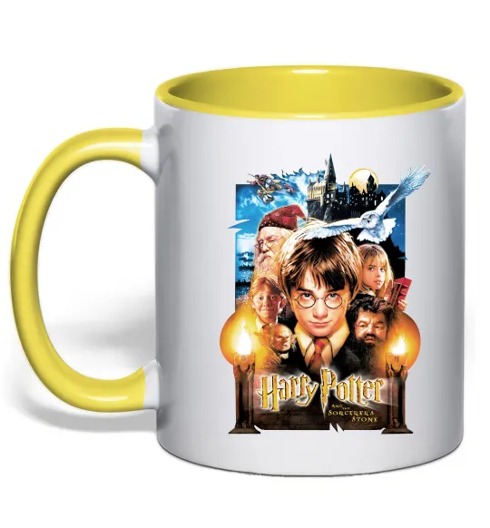 Чашка з кольоровою ручкою Harry Potter and the sorcerer`s stone Лимонний фото