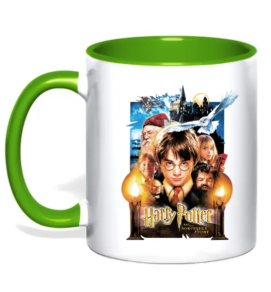 Чашка з кольоровою ручкою Harry Potter and the sorcerer`s stone Лаймовий фото