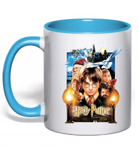 Чашка с цветной ручкой Harry Potter and the sorcerer`s stone Голубой фото