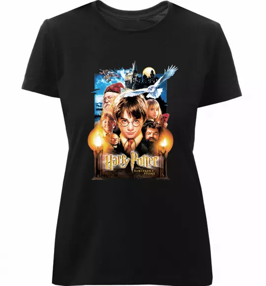 Жіноча преміум футболка Harry Potter and the sorcerer`s stone Чорний фото
