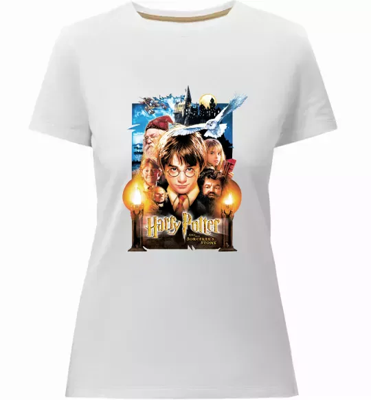 Жіноча преміум футболка Harry Potter and the sorcerer`s stone Білий фото