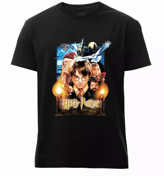 Чоловіча преміум футболка Harry Potter and the sorcerer`s stone Чорний фото