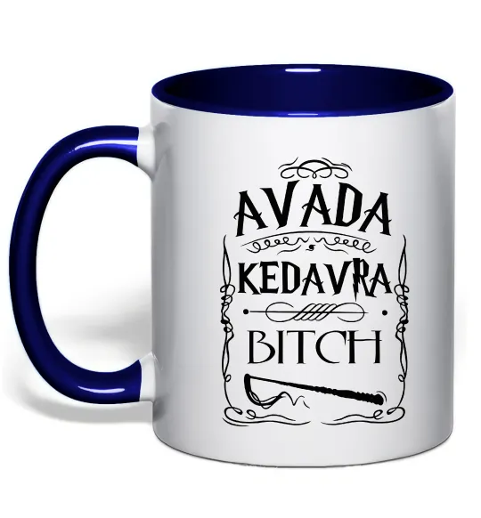 Чашка з кольоровою ручкою Avada Kedavra bitch Глибокий темно-синій фото