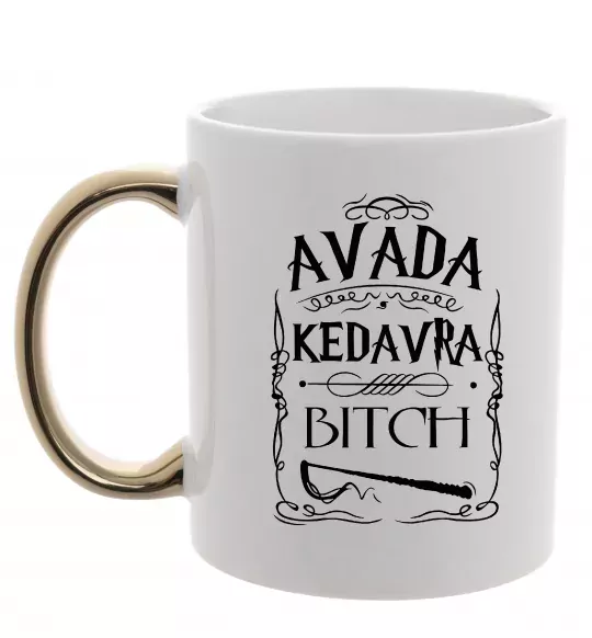 Чашка з кольоровою ручкою Avada Kedavra bitch Золото фото