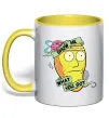 Чашка с цветной ручкой Rick and Morty Show me what you got Солнечно желтый фото