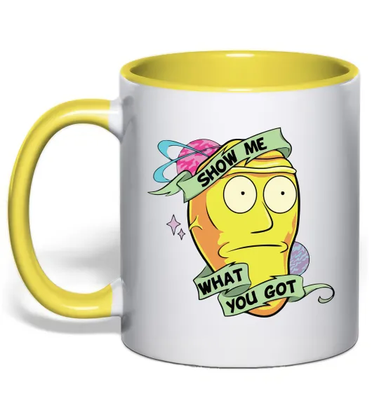 Чашка з кольоровою ручкою Rick and Morty Show me what you got Лимонний фото