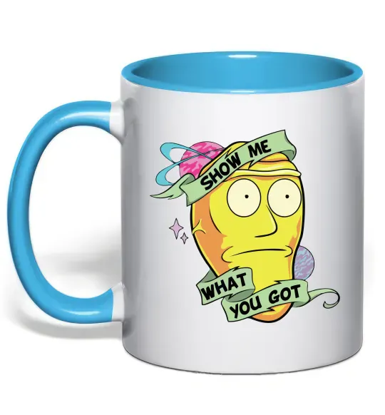 Чашка с цветной ручкой Rick and Morty Show me what you got Голубой фото