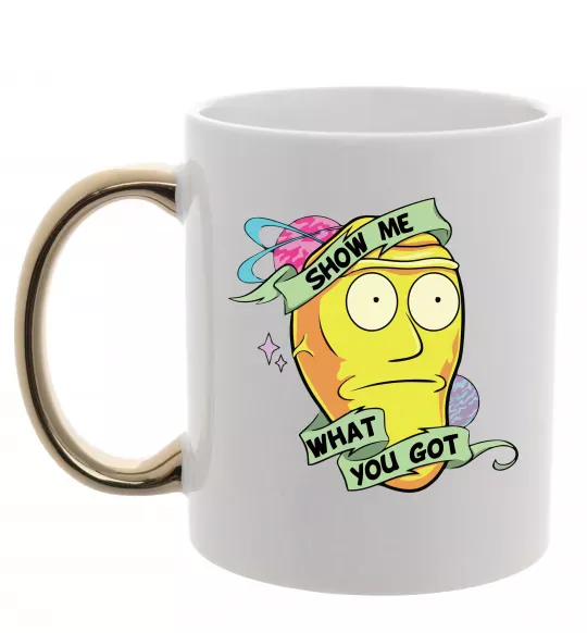Чашка с цветной ручкой Rick and Morty Show me what you got Золото фото