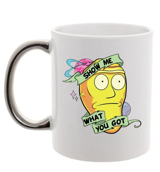 Чашка с цветной ручкой Rick and Morty Show me what you got Серебро фото