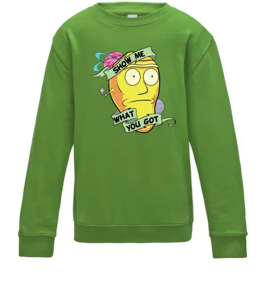 Детский Свитшот Rick and Morty Show me what you got Лаймовый фото