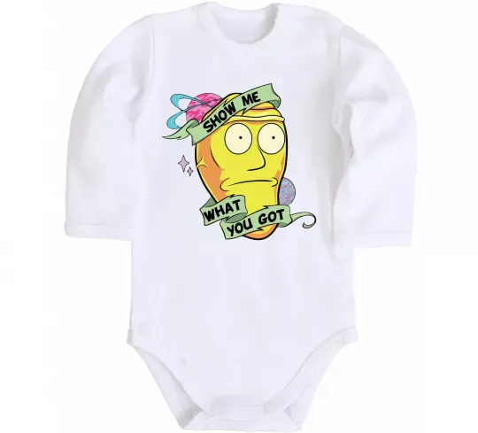Детский боди Rick and Morty Show me what you got Белый фото