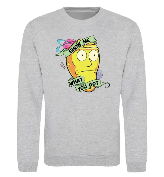 Світшот Rick and Morty Show me what you got Сірий меланж фото