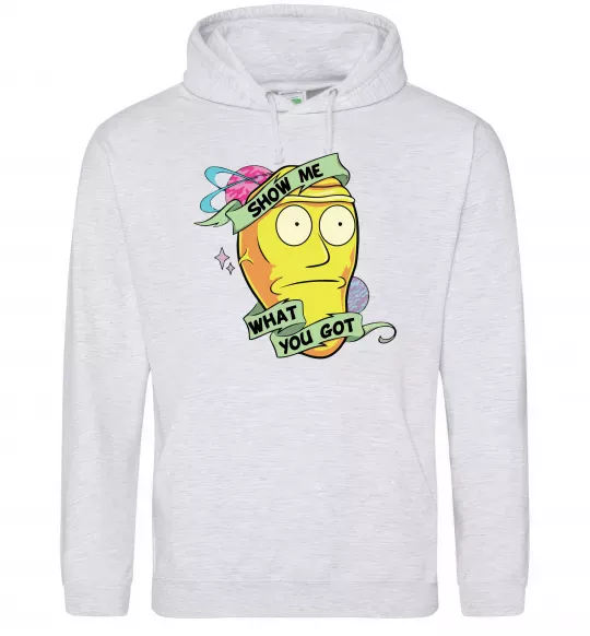 Женская толстовка (худи) Rick and Morty Show me what you got Серый меланж фото