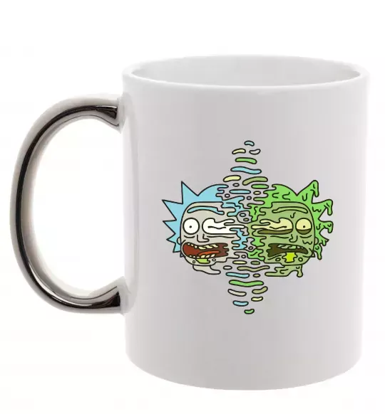 Чашка с цветной ручкой Toxic Rick Серебро фото