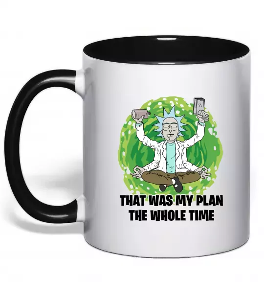 Чашка с цветной ручкой That was my plan Rick Черный фото