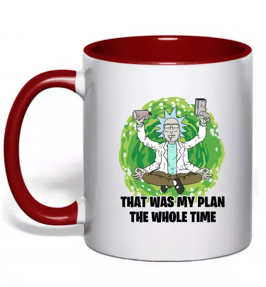 Чашка с цветной ручкой That was my plan Rick Красный фото