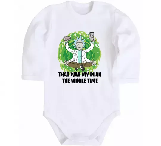 Детский боди That was my plan Rick Белый фото