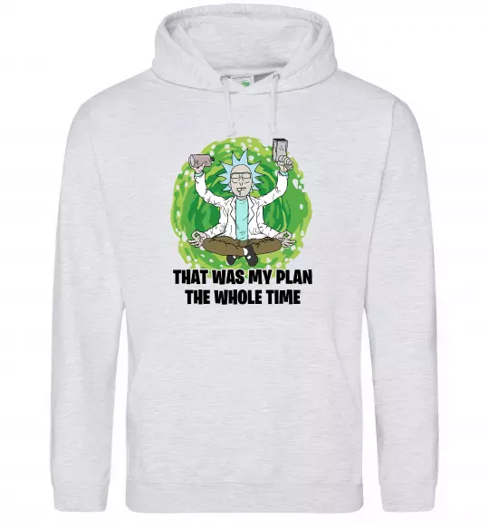 Женская толстовка (худи) That was my plan Rick Серый меланж фото