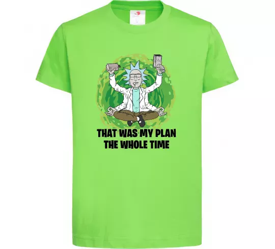 Детская футболка That was my plan Rick Лаймовый фото