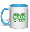 Чашка з кольоровою ручкою Straight outta C-137 Блакитний фото