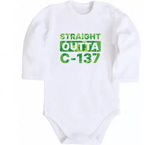 Дитячий бодік Straight outta C-137 Білий фото