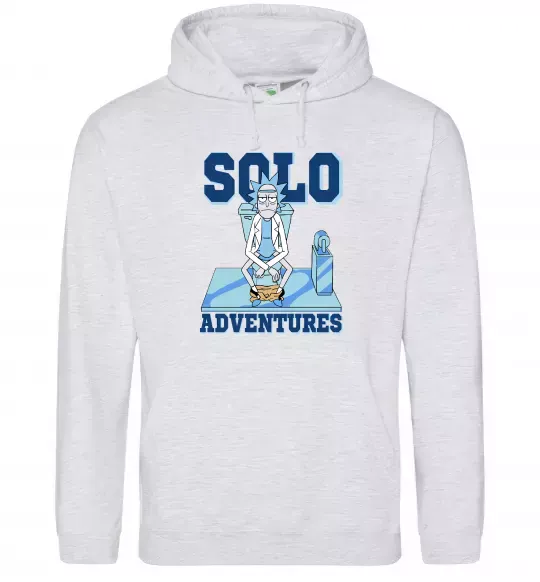 Женская толстовка (худи) Solo adventures Серый меланж фото
