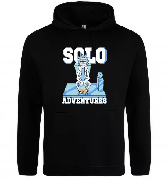 Мужская толстовка (худи) Solo adventures Черный фото