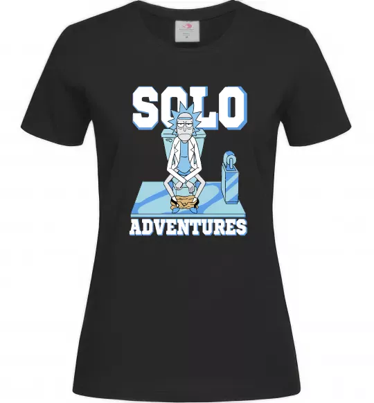 Женская футболка Solo adventures Черный фото