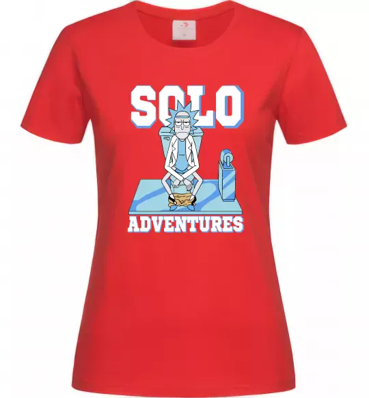 Женская футболка Solo adventures Красный фото