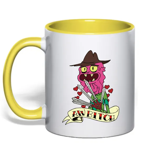 Чашка с цветной ручкой Scary Terry Лимонный фото