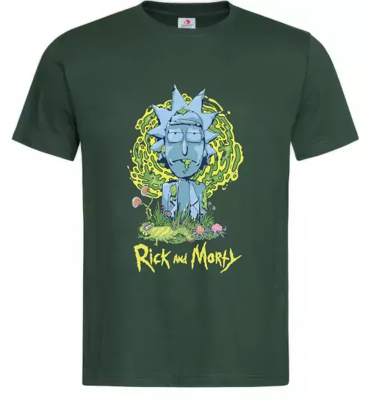 Мужская футболка Rick statue Темно-зеленый фото