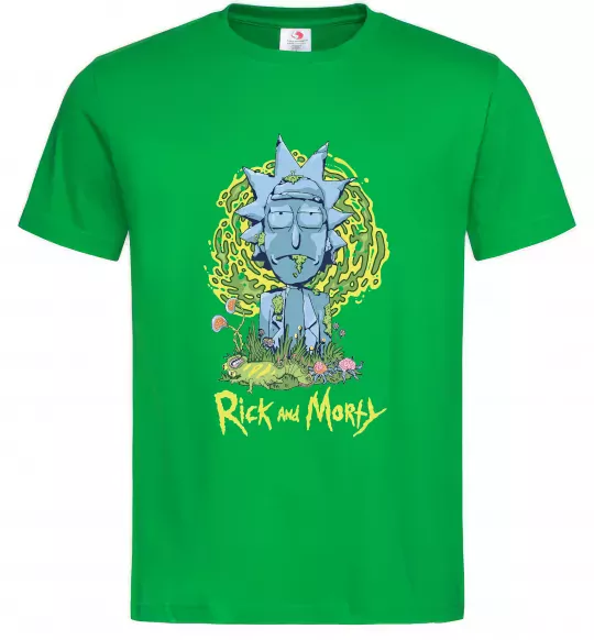 Мужская футболка Rick statue Зеленый фото