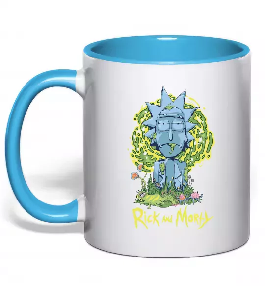 Чашка з кольоровою ручкою Rick statue Блакитний фото